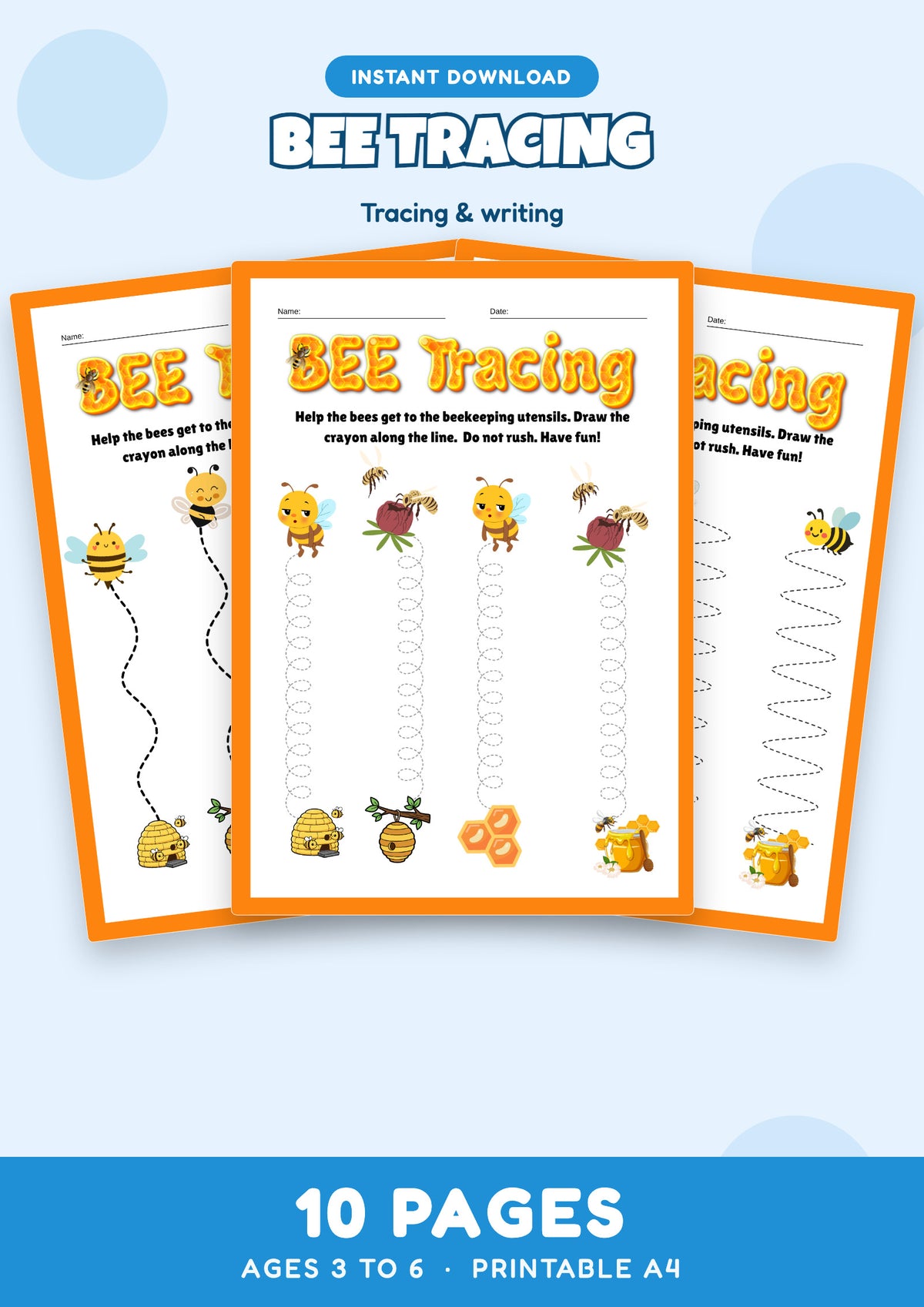 Bee Tracing: Fine motor practice preview