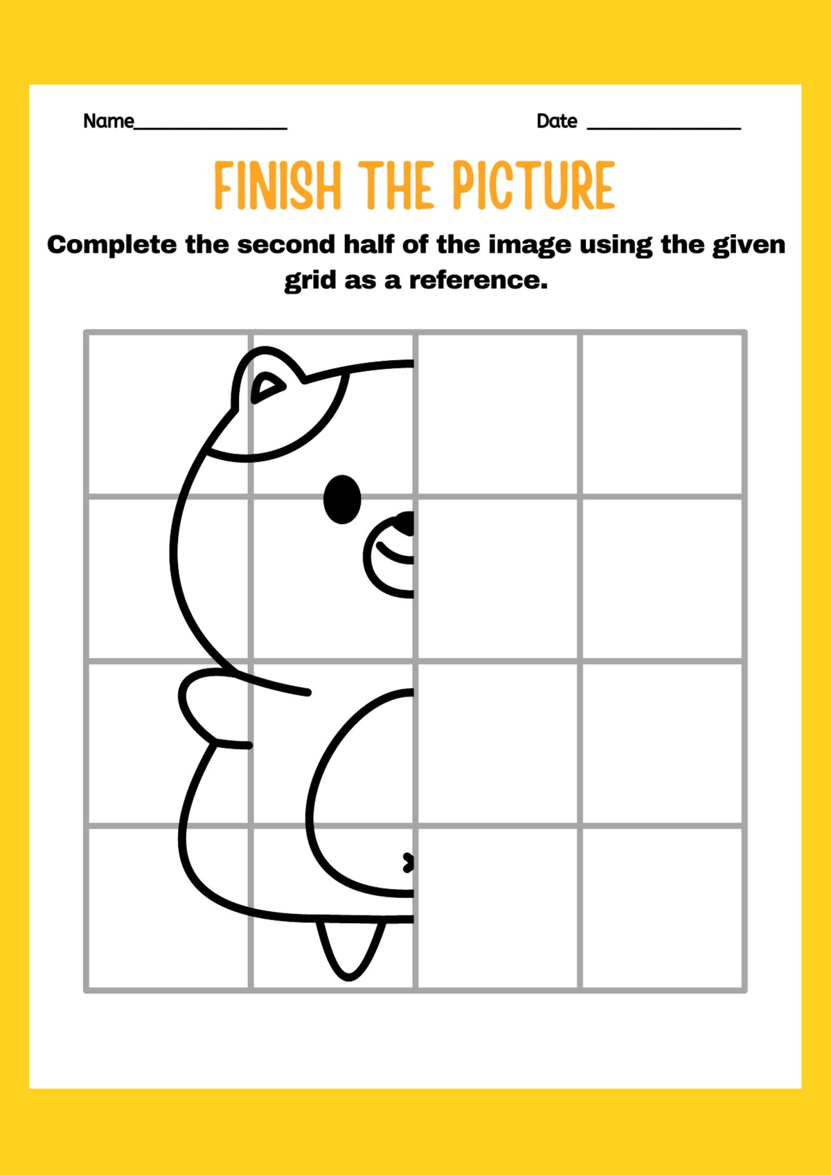 Finish the Picture: Grid Drawing and Symmetry — sample worksheet page