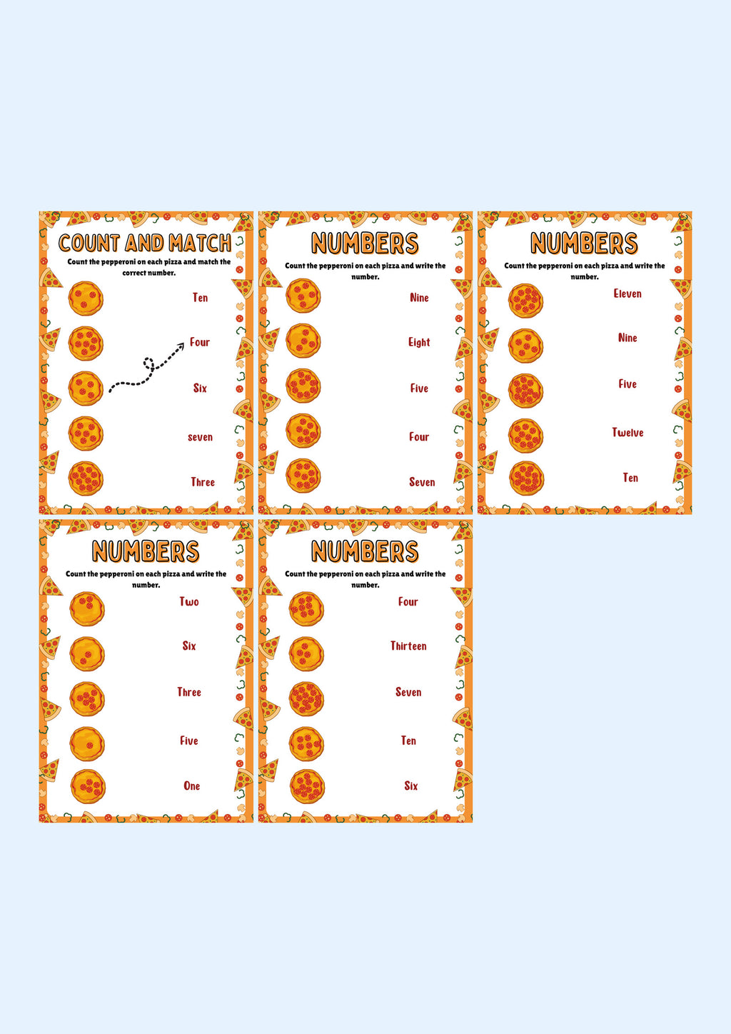 Pizza Counting: Maths practice preview