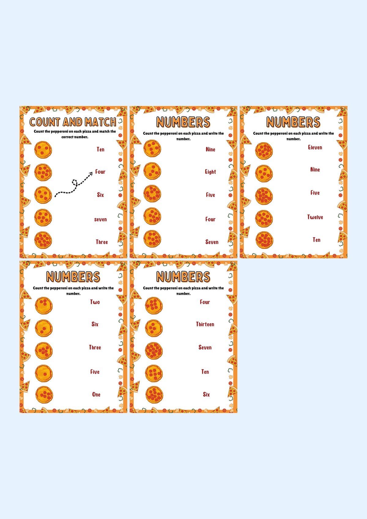 Pizza Counting: Maths practice preview