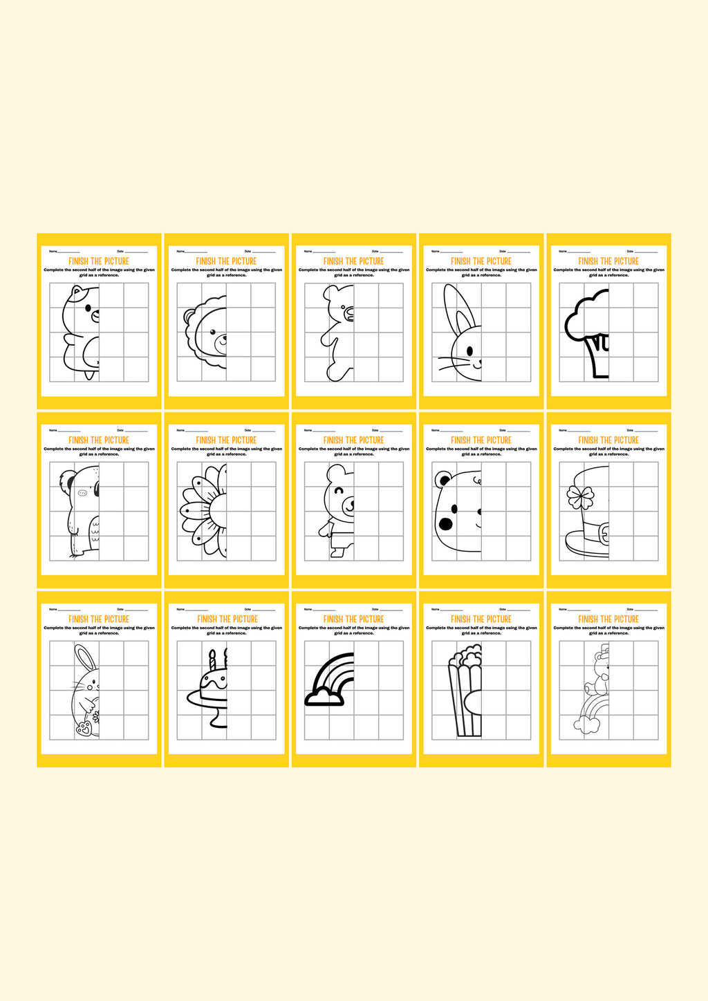 Finish the Picture: Grid Drawing and Symmetry — every page in the pack