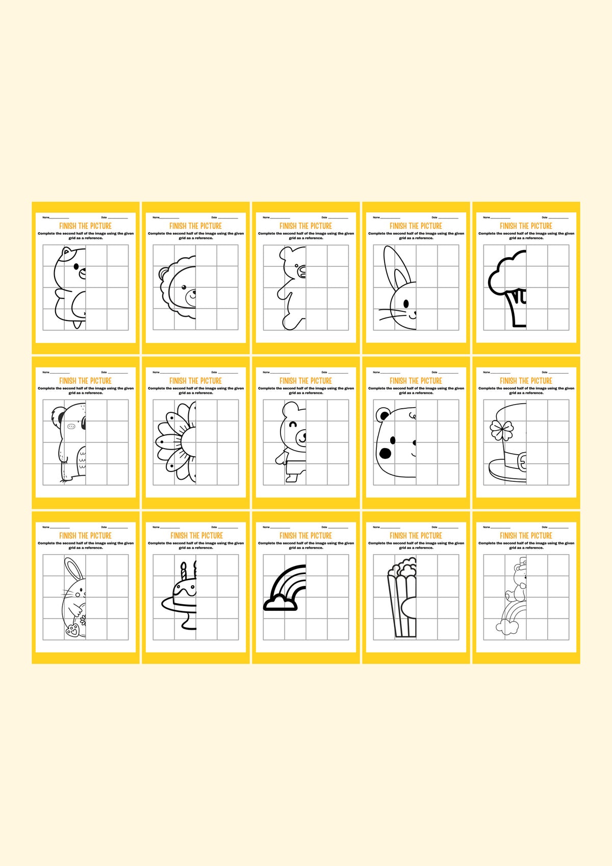 Finish the Picture: Grid Drawing and Symmetry — every page in the pack