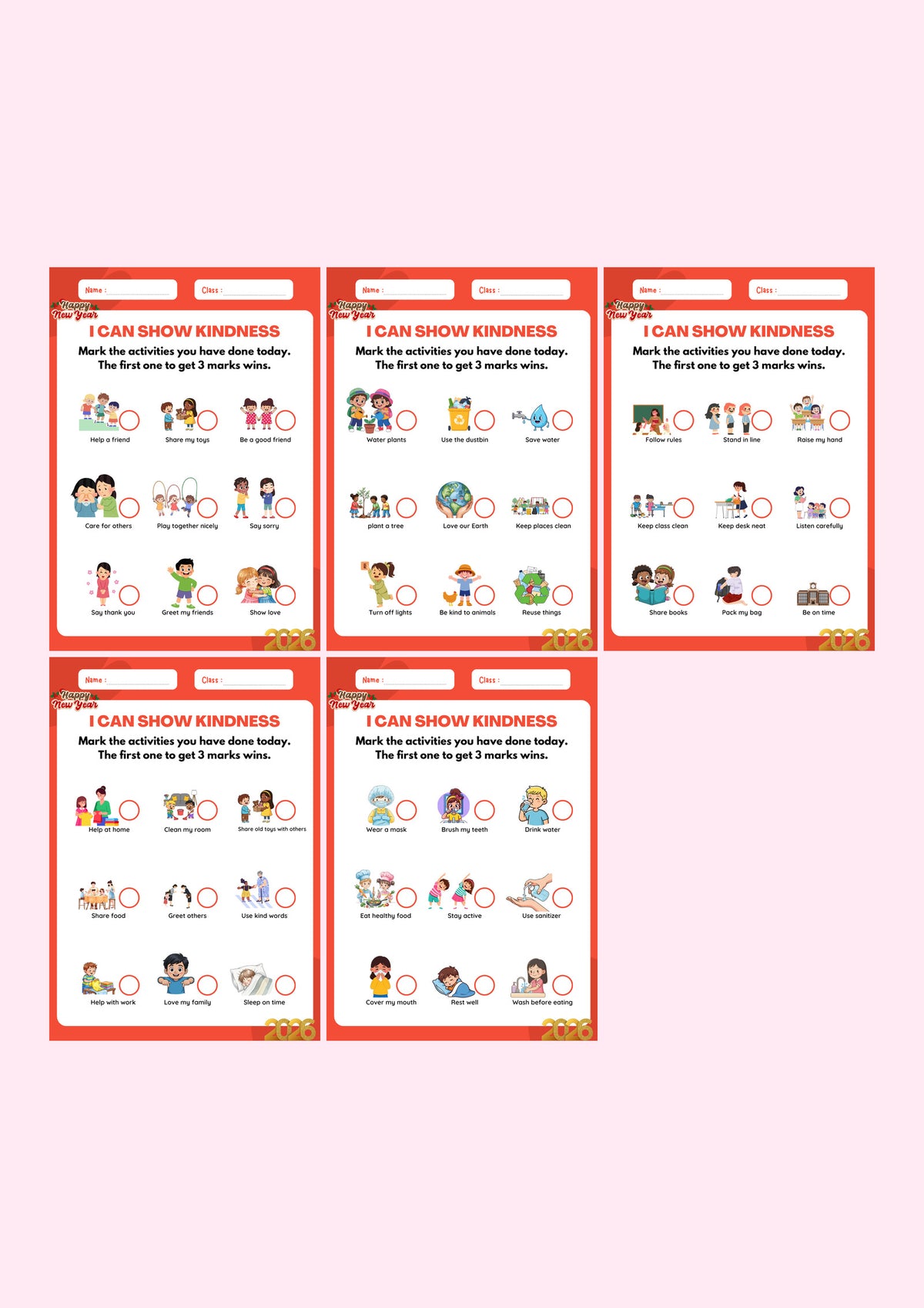 I Can Show Kindness: Good Habits Charts — every page in the pack