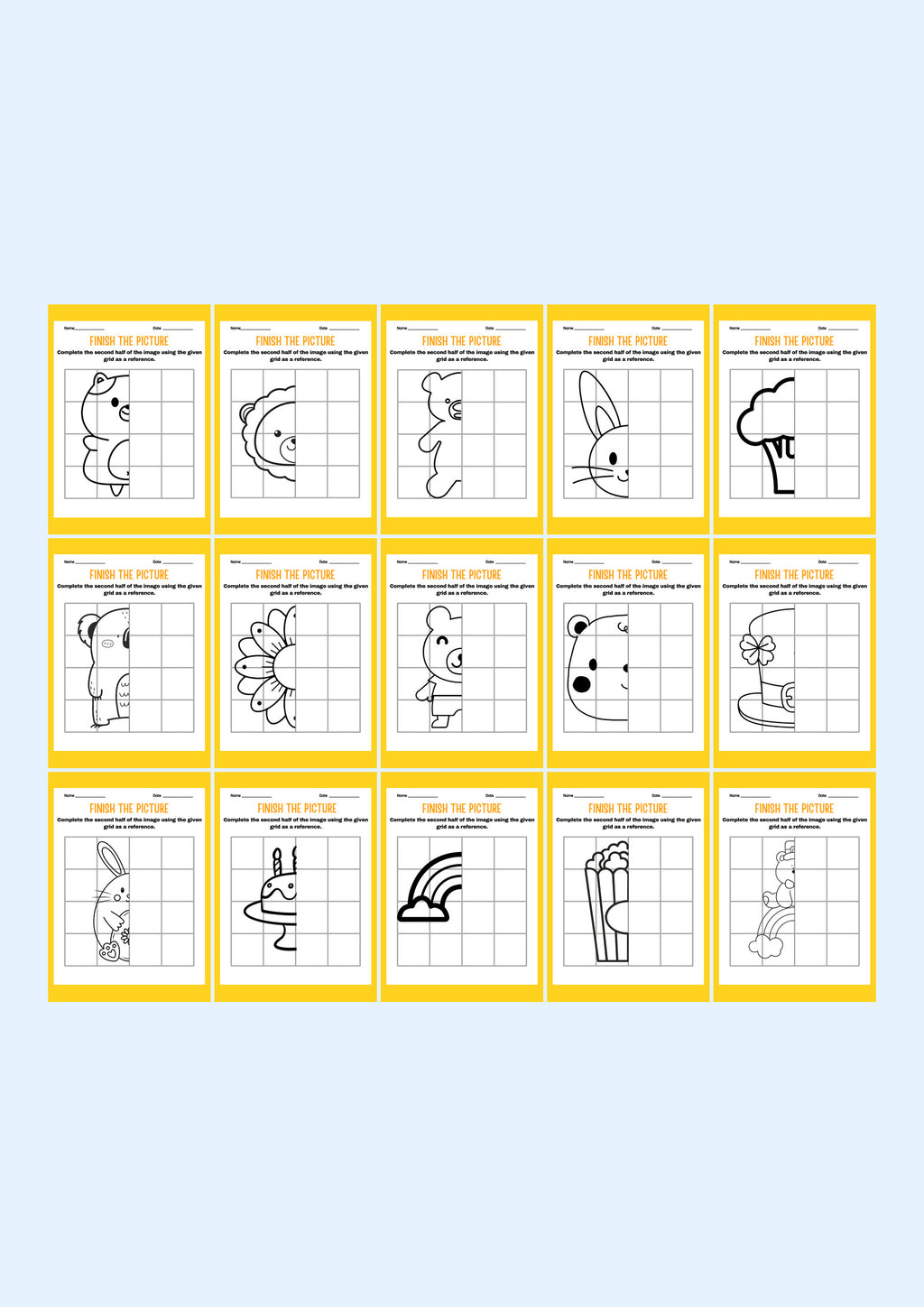 Finish the Picture: Grid drawing activity preview