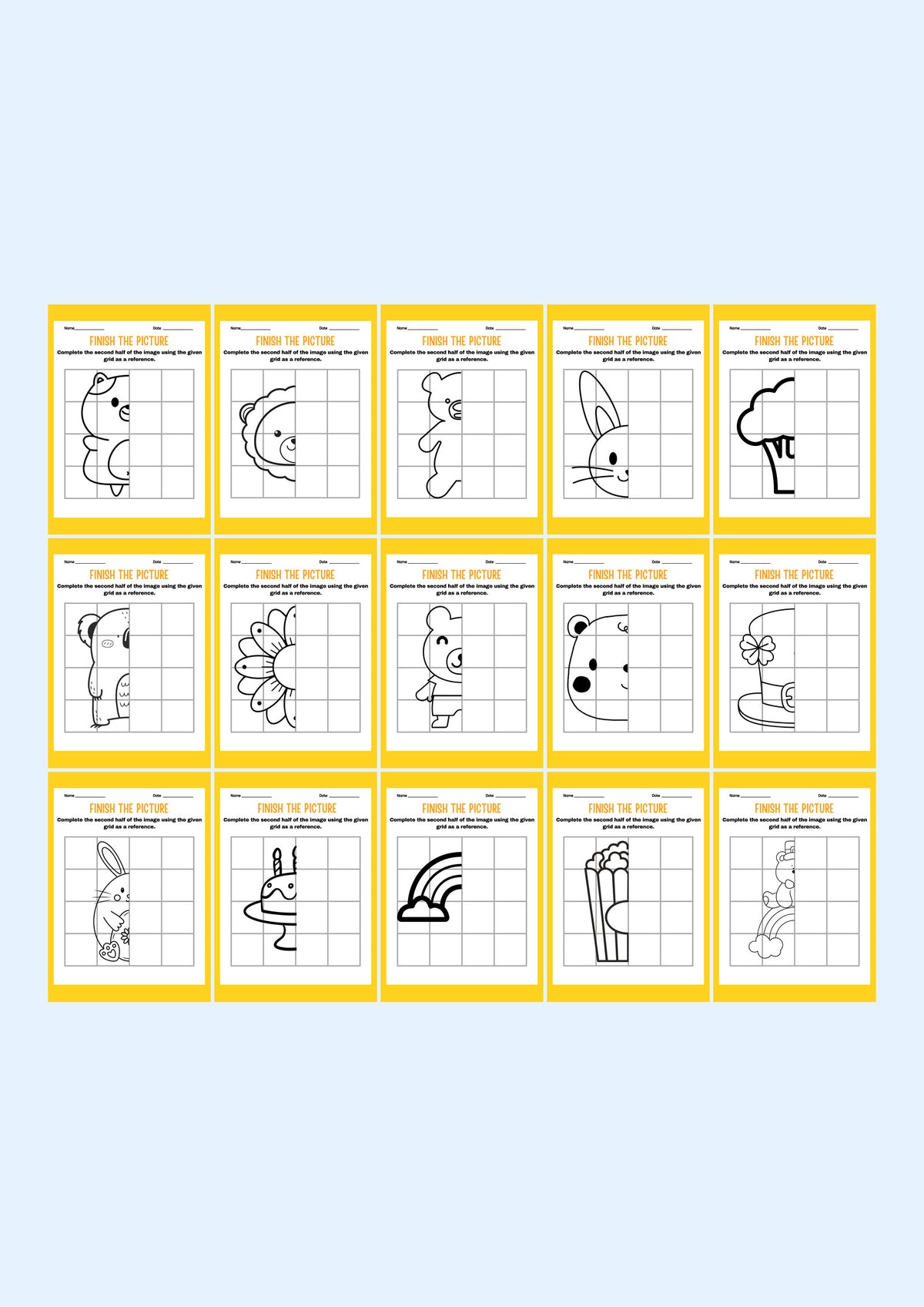 Finish the Picture: Grid drawing activity preview