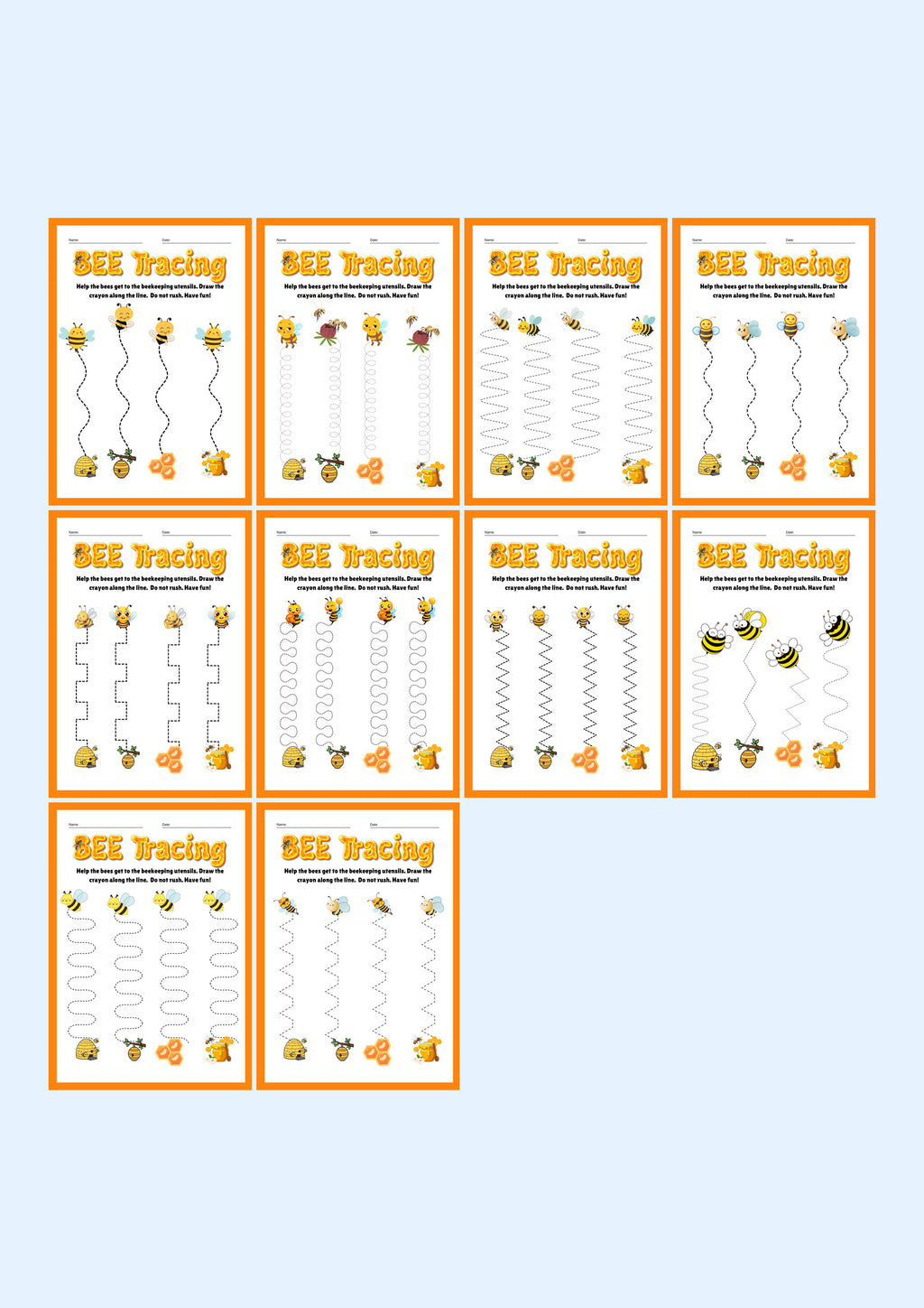 Bee Tracing: Fine motor practice preview