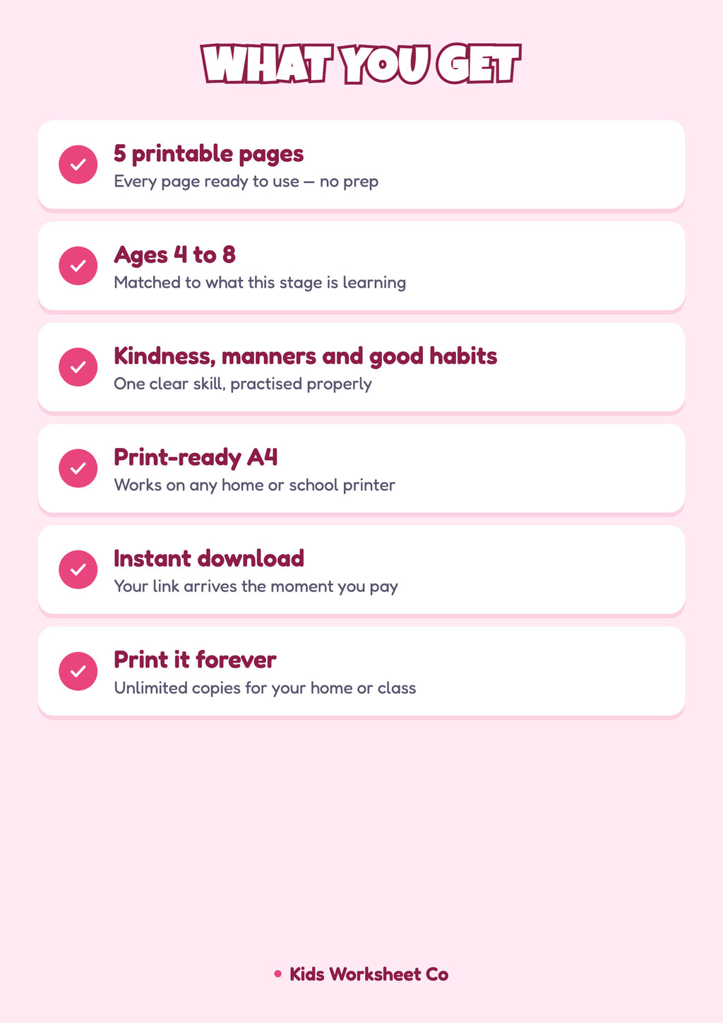 I Can Show Kindness: Good Habits Charts — what is included and how it is delivered