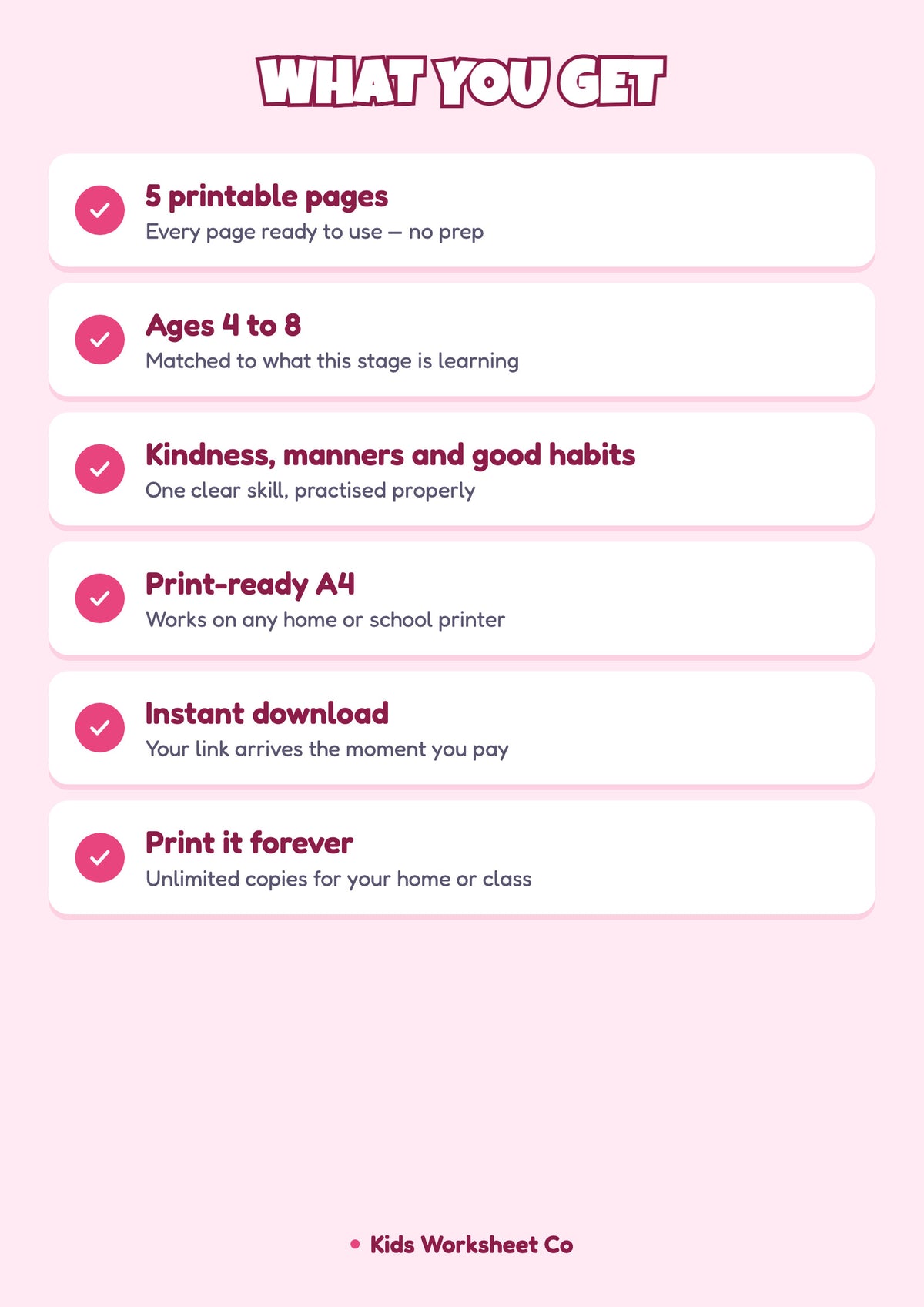 I Can Show Kindness: Good Habits Charts — what is included and how it is delivered